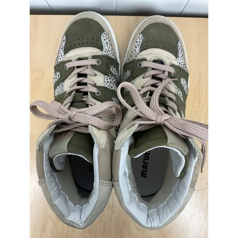 Maruti Mona Leather and Pony Hi Top Trainers‎ in Pink/Olive Size EU 39 - Picture 6 of 8